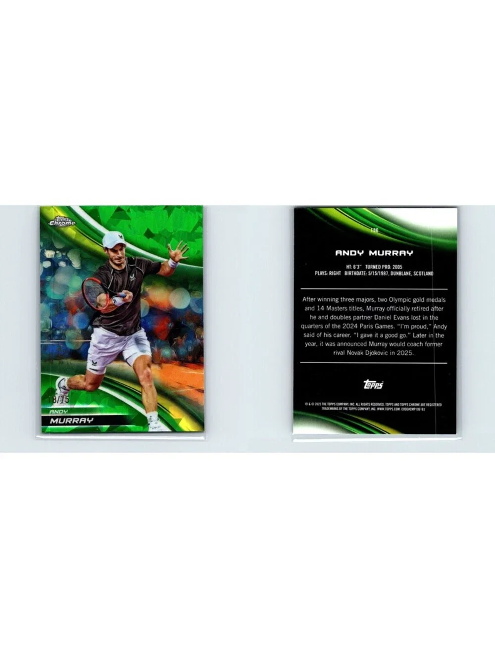 2025 Topps Chrome Tennis Sapphire Andy Murray #180 Green Refractor #/75